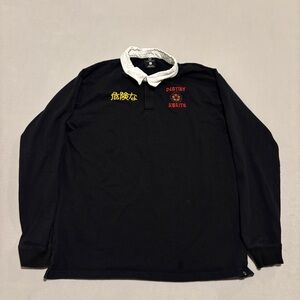 Empyre Polo Shirt Mens XL Long Sleeves Y2K Skateboard Embroidery Graphic Dragon